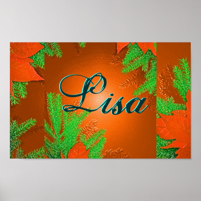 Poster Noël Poinsettia Orange Délice Lisa II (Devant)