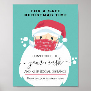 Poster Noël porter un masque signe de sécurité masqué Pèr