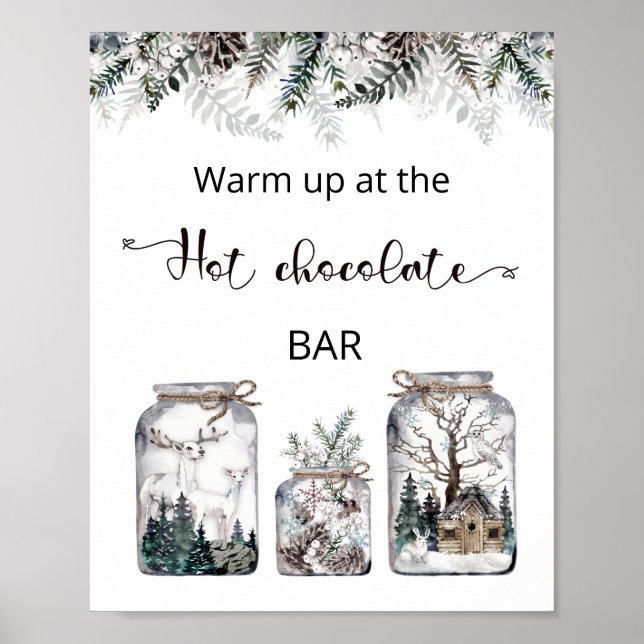Poster Noël Réchauffez-vous au chocolat chaud bar (Devant)
