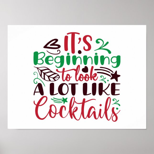 Poster Noël ressemble à des cocktails (Devant)
