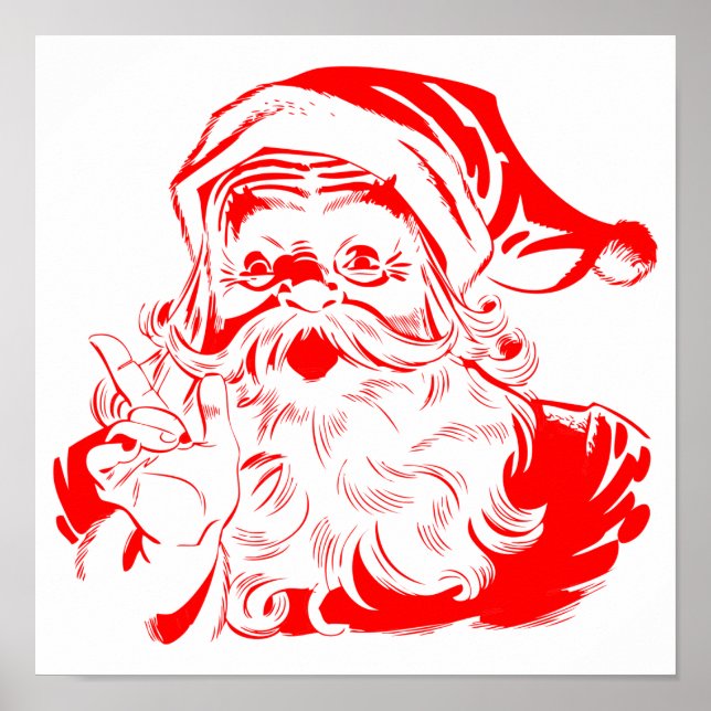 Poster Noël rouge et blanc du Père Noël (Devant)