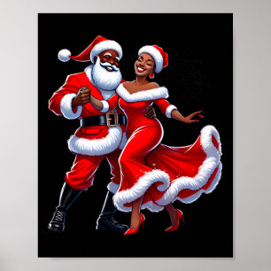 Poster Noël Santa africain Mme Claus dansant africain