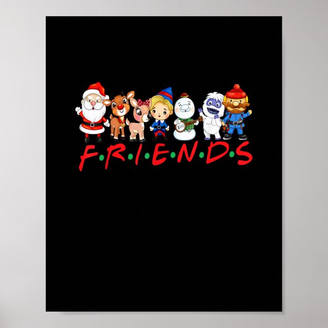 Poster Noël Santa Rudolph Snowman Family Xma (Devant)