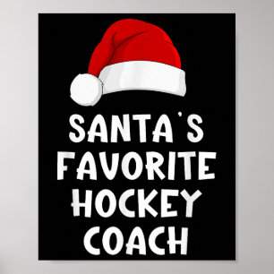 Poster Noël Santas entraîneur de hockey favori Drôle Noël