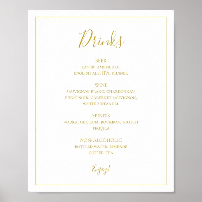 Poster Noël simple et élégant | Panneau Menu Boissons Bla (Devant)