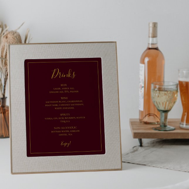 Poster Noël simple et élégant | Panneau Menu Boissons Rou (Créateur téléchargé)