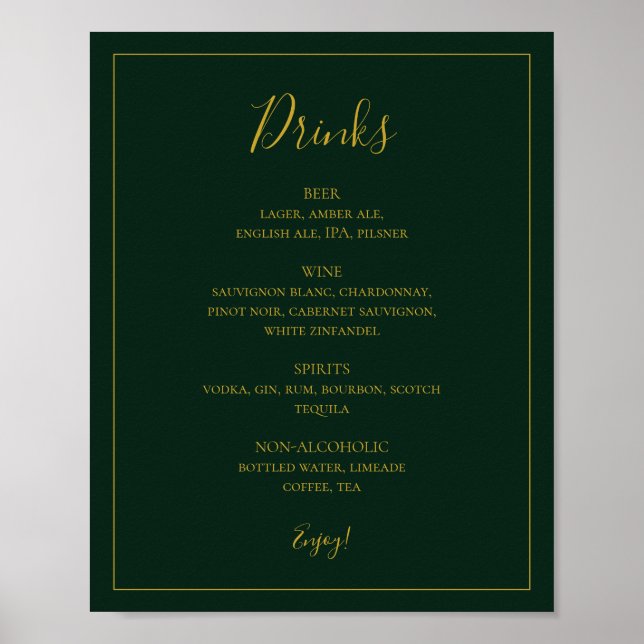 Poster Noël simple et élégant | Panneau Menu Boissons Ver (Devant)