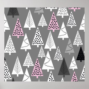Poster Noël simple : Motif d'arbre Abstrait