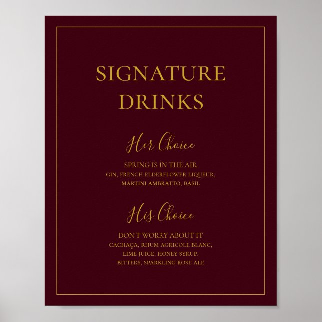 Poster Noël simple | Signature rouge Signet boisson (Devant)