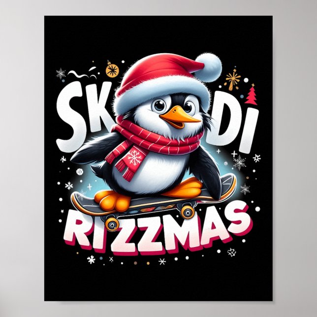Poster Noël Skibidi Rizzmas Noël Cool Penguin Holida (Devant)