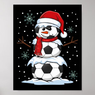 Poster Noël Soccer Byll Drôle Bonhomme de Neige Xmas Pyja