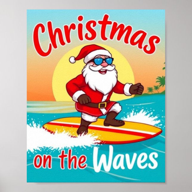 Poster Noël sur l'affiche de la vague - Festive Coastal H (Devant)