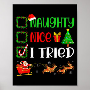 Poster Noël Sympa Vilain J'ai Essayé Drôle Xmas Vacances