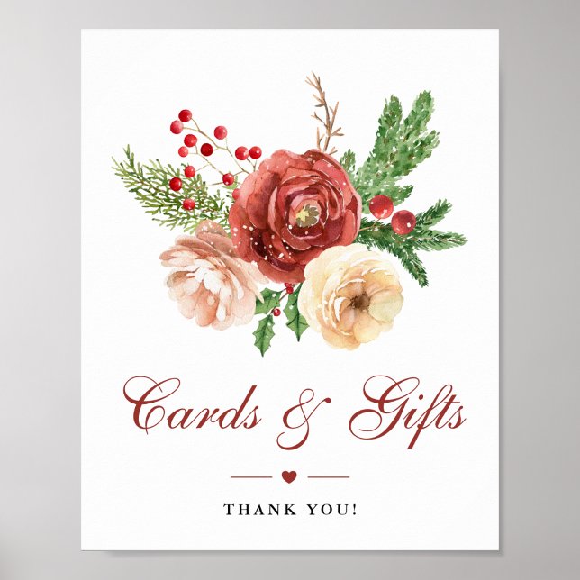 Poster Noël Terracotta Floral Mariages Cartes & Cadeaux (Créateur téléchargé)