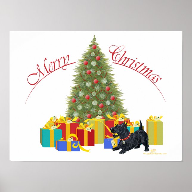 Poster Noël Terrier Écossais (Devant)