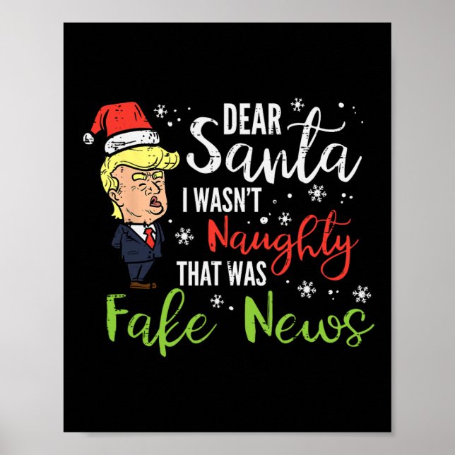 Poster Noël Trump Cher Père Noël Faux News Drôle Noël Moi (Devant)