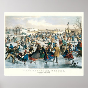 Poster Noël victorien Central Park Currier & Ives