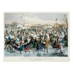 Poster Noël victorien Central Park Currier & Ives