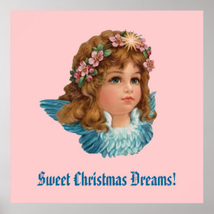 Poster Noël vintage de Blue Wings d'ange rêve CH404