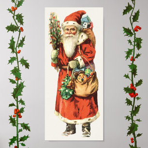 Poster Noël vintage, image découpée du Père Noël