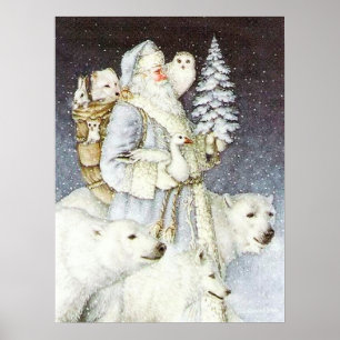 Poster Noël vintage Père Noël Holiday