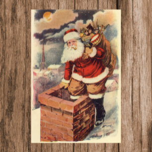 Poster Noël Vintage Père Noël victorien à Chimney