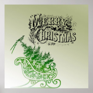 Poster Noël vintage Sleigh