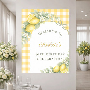 Poster Nœud à carreaux de citrons jardin anniversaire bie