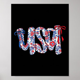 Poster Noeud Coquette 4 Juillet Usa Floral Usa Pour Femme