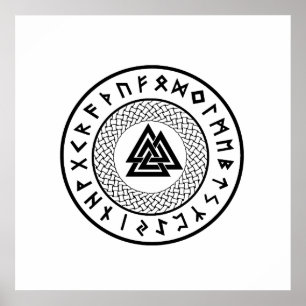 Poster Noeud de Valknut - de Wotans - Odin Rune