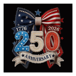Poster Nœud du drapeau américain 250e anniversaire patrio