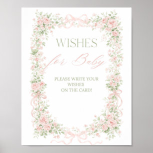 Poster Nœud Floral Bébé en Fleur Fille Souhaite pour Jeu