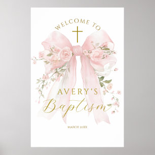 Poster Nœud Floral Élégant Fille Fleur Baptême