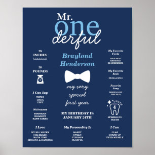 Poster Nœud Papillon Bleu Mr Onederful Étape Importante
