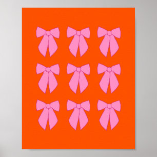 Poster Nœuds Coquettes Rose Et Orange