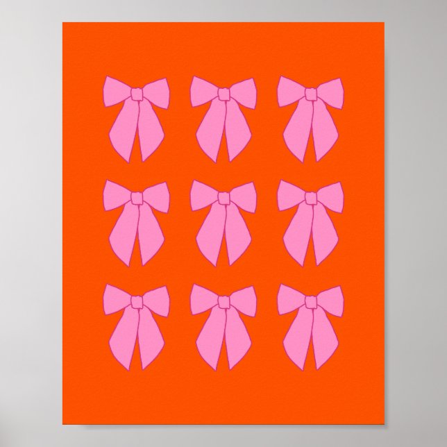 Poster Nœuds Coquettes Rose Et Orange (Devant)