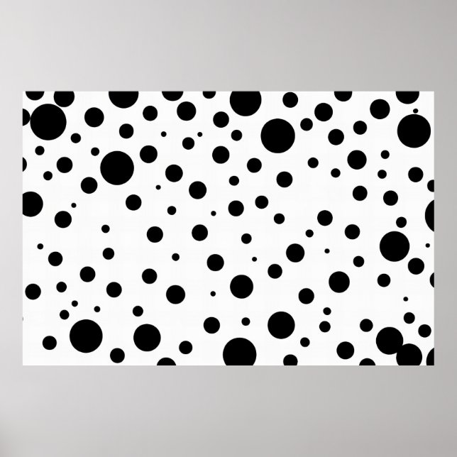 Poster Noir blanc Abstrait Polka Motif moderne (Devant)
