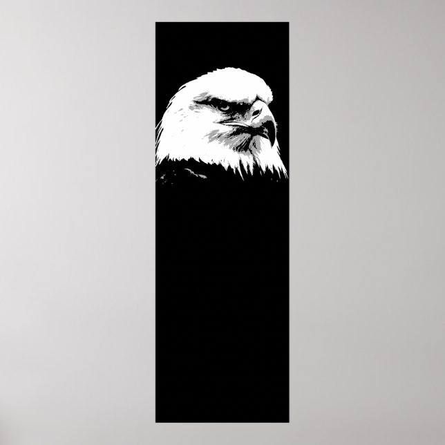Poster Noir Blanc Américain Bald Eagle pop art (Devant)
