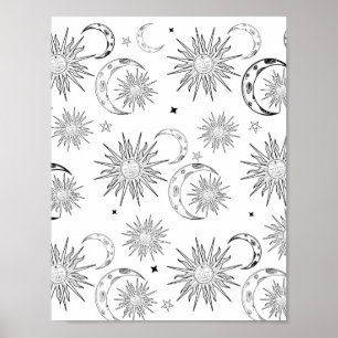 Poster Noir & Blanc Astral Whimsical Astrologie du Soleil