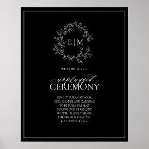 Poster Noir blanc Cimier Monogramme Mariage débranché