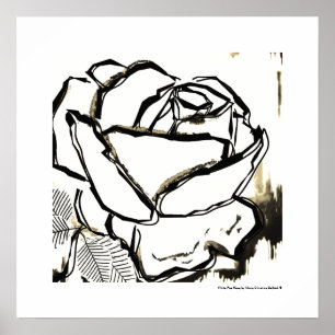 Poster Noir Blanc Moderne Chic Pop Art Rose Décor Fleur