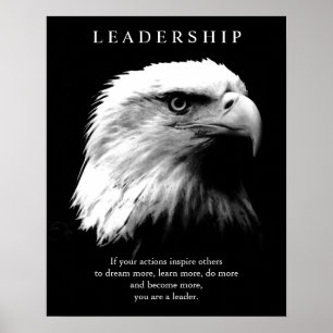Poster Noir Blanc Motivation leadership aigle chauve