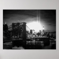Poster noir blanc New York City Brooklyn Bridge