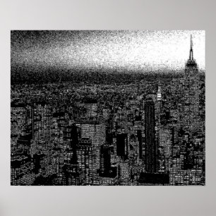 Poster Noir Blanc New York City Night