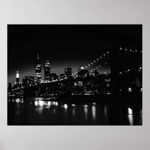 Poster Noir & Blanc New York City Night Arwork