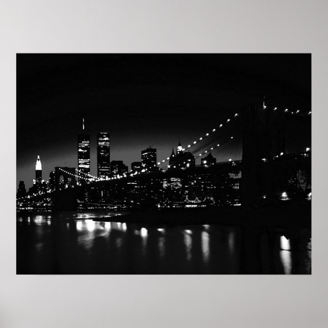 Poster Noir & Blanc New York City Night Arwork (Devant)