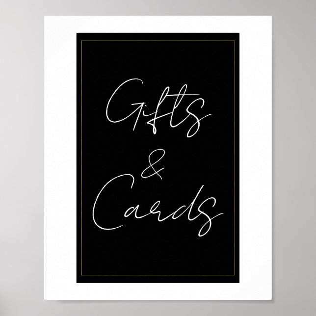 Poster Noir Blanc Or moderne Cadeaux minimaux et cartes S (Devant)