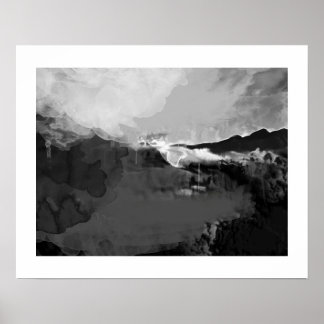 Poster noir blanc paysage abstrait