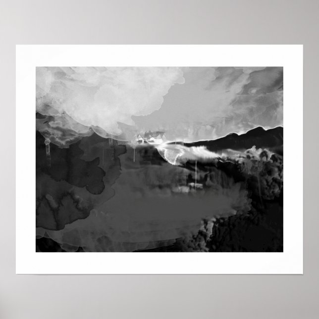 Poster noir blanc paysage abstrait (Devant)