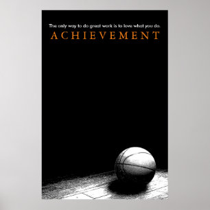 Poster Noir Blanc Réalisation Motivation Basketball